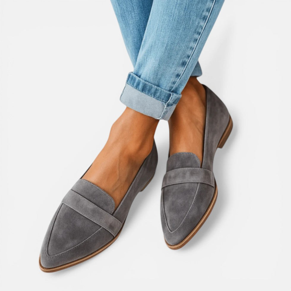 Loafers Womens Pointed Toe Suede Style Slip On Flat Rubber Sole - image 2