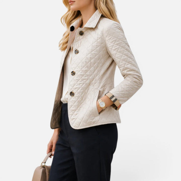 Quilted Jacket Womens Button Front Stand Collar Lightly Padded - image 2