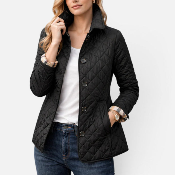 Quilted Jacket Womens Button Front Stand Collar Lightly Padded - image 8