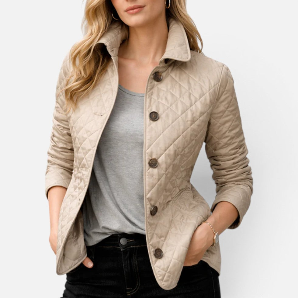 Quilted Jacket Womens Button Front Stand Collar Lightly Padded - image 4