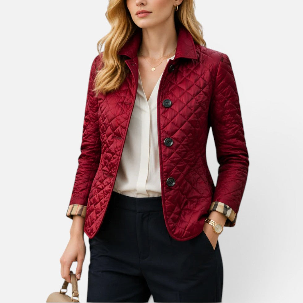 Quilted Jacket Womens Button Front Stand Collar Lightly Padded - image 6