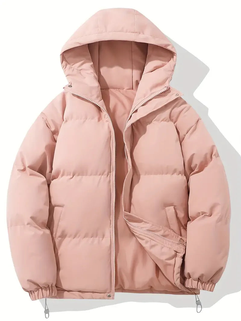 Puffer Jacket Womens Quilted Padded Attached Hood Insulated