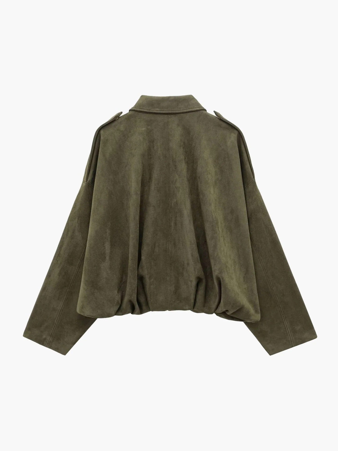 Bomber Jacket Womens Faux Suede Structured Collar Matte Finish