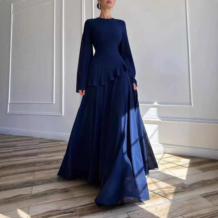 Maxi Dress Womens Tiered Skirt Bell Sleeve Fitted Bodice Wedding Guest