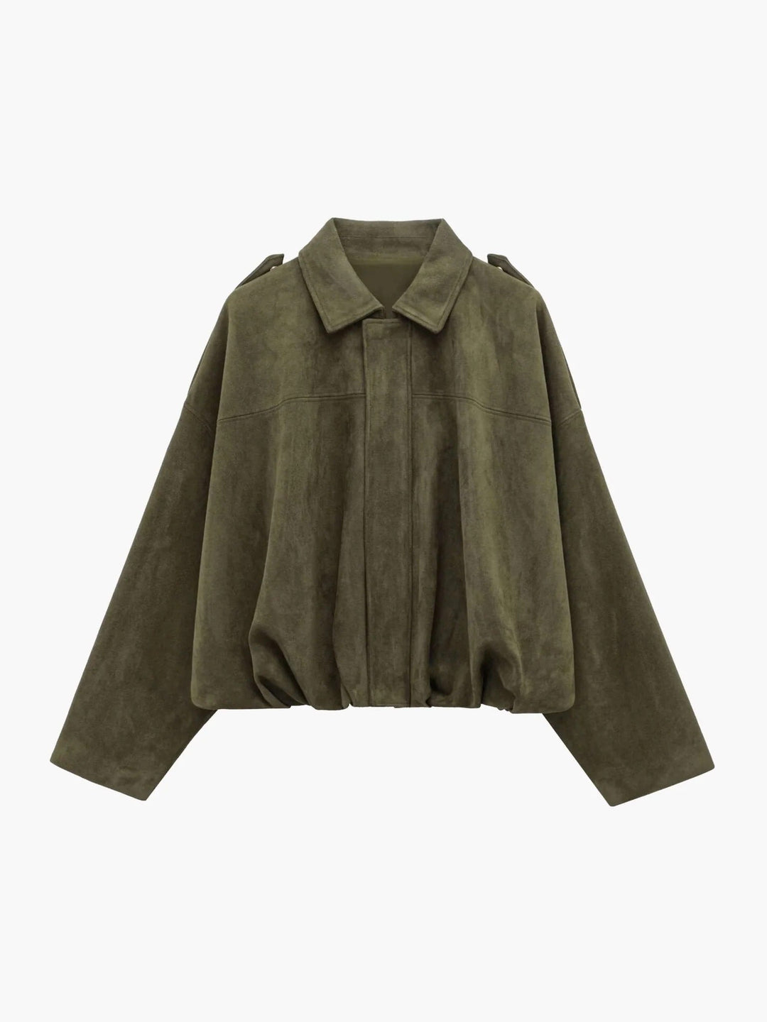 Bomber Jacket Womens Faux Suede Structured Collar Matte Finish