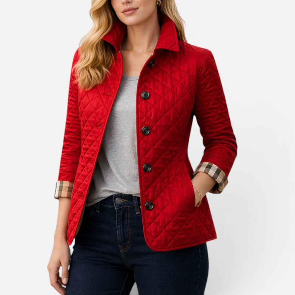 Quilted Jacket Womens Button Front Stand Collar Lightly Padded - image 5