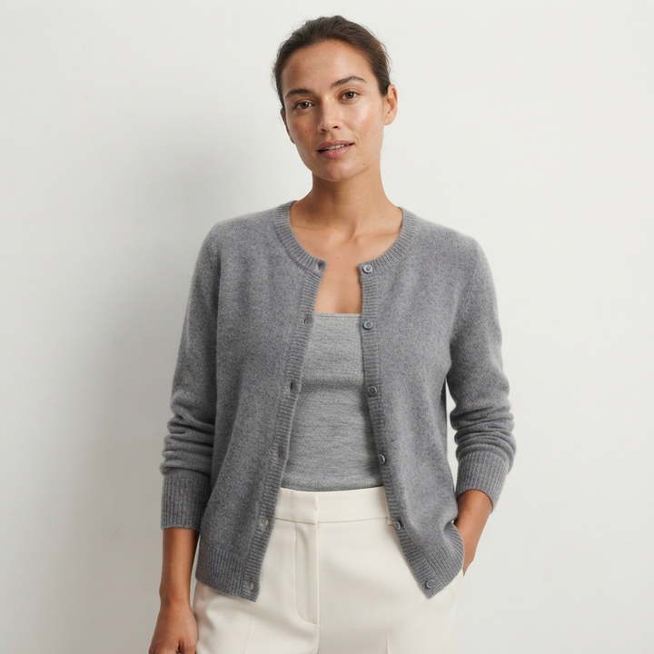Knitted Cardigan Womens Button Front Round Neck Soft Knit Long Sleeve - image 1