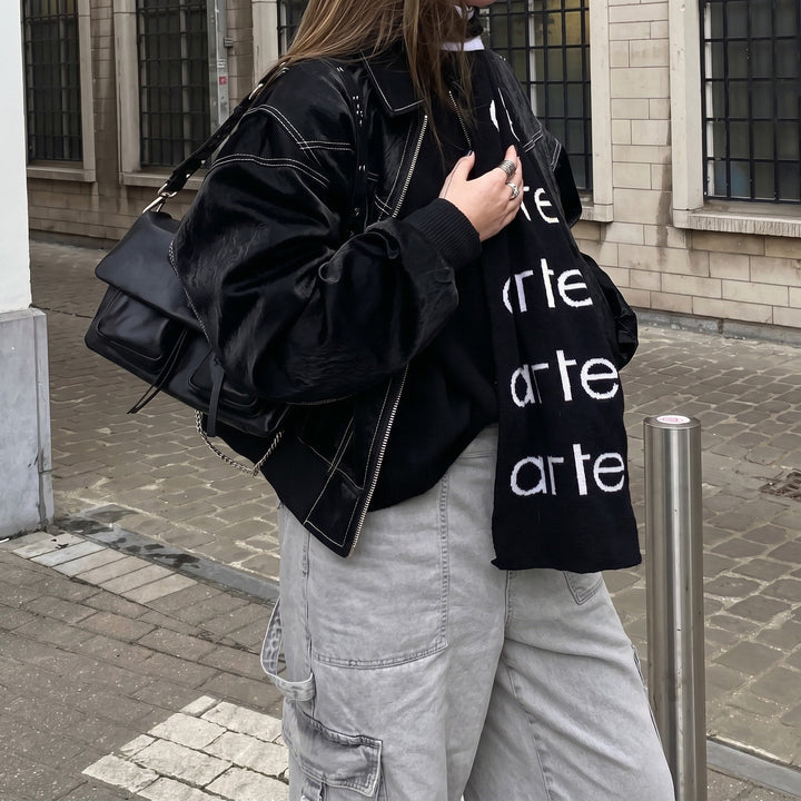Jacket Womens Oversized Contrast Stitch Structured Collar Dropped Shoulder Boxy - image 2