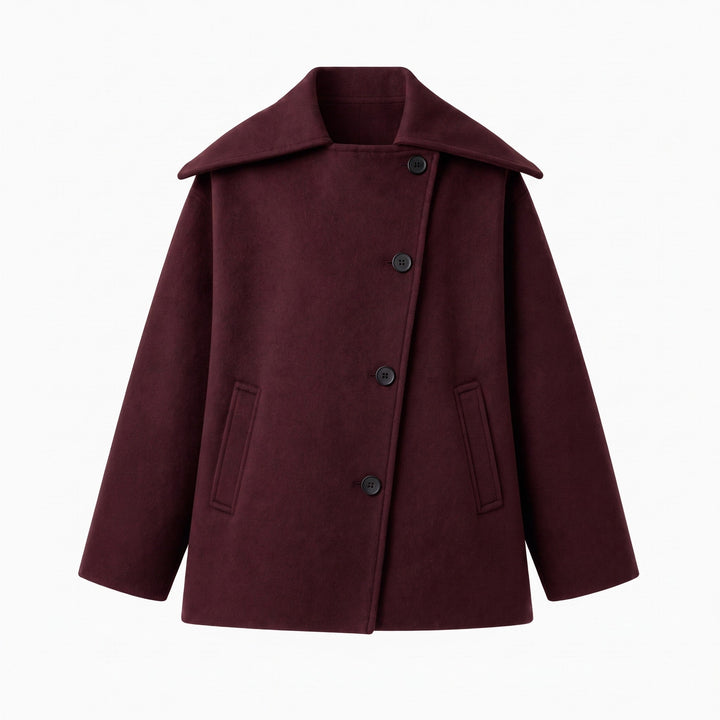 Coat Womens Oversized Wool Look Wide Collar Dropped Shoulder Cocoon Button Front - image 11