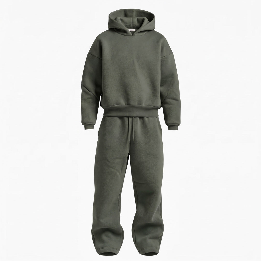Tracksuit Mens Oversized Hooded Two Piece Set Drawstring Wide Leg Bottoms Dropped Shoulder - image 9