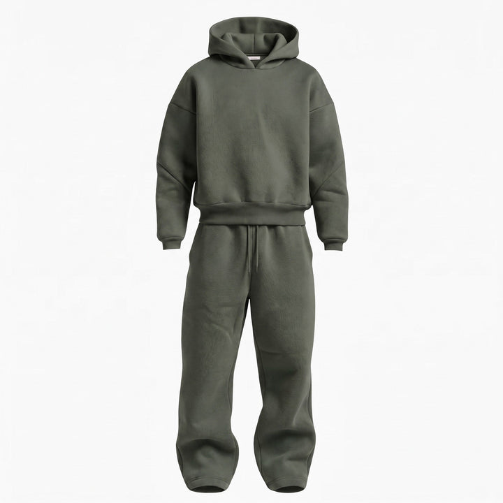 Tracksuit Mens Oversized Hooded Two Piece Set Drawstring Wide Leg Bottoms Dropped Shoulder - image 9