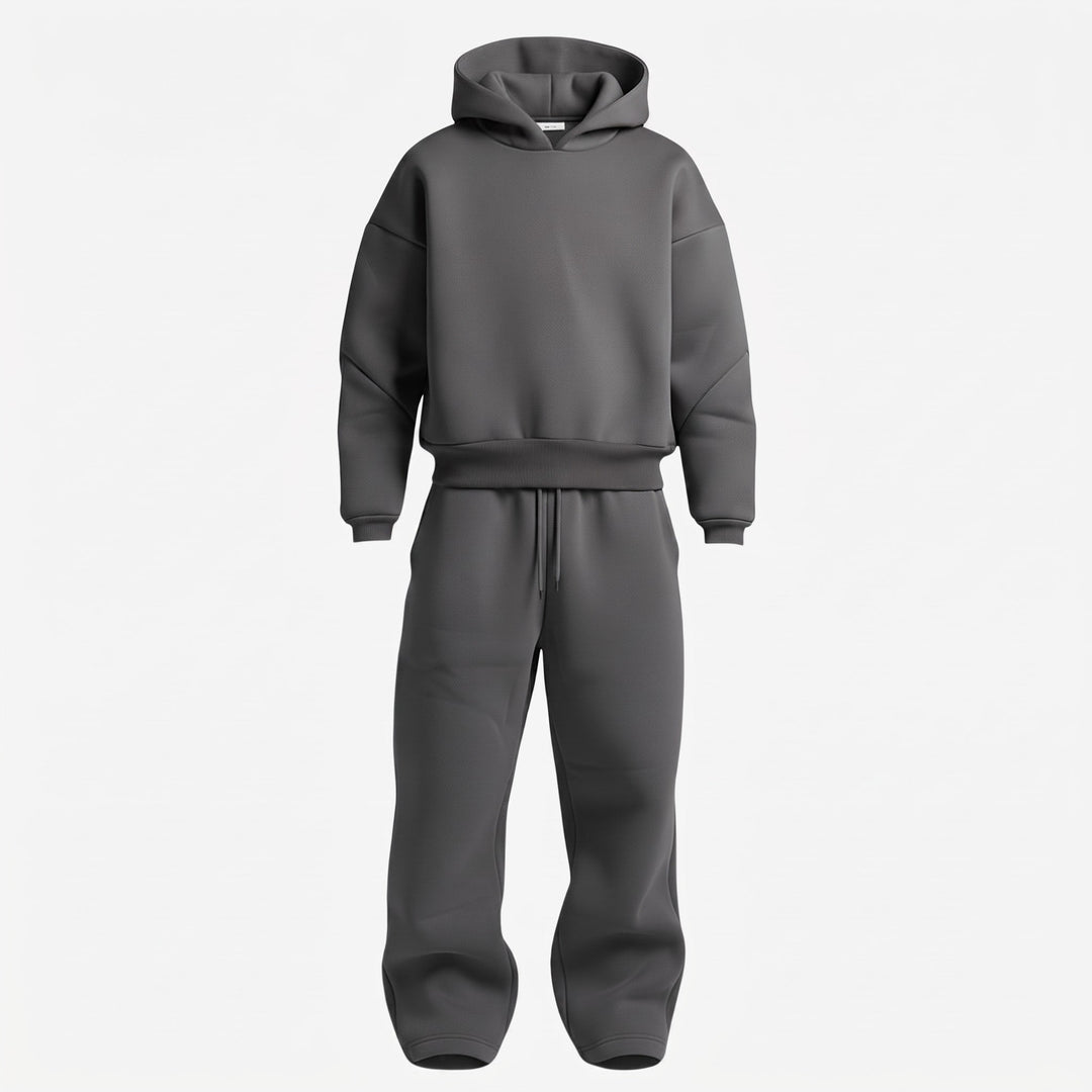 Tracksuit Mens Oversized Hooded Two Piece Set Drawstring Wide Leg Bottoms Dropped Shoulder - image 1