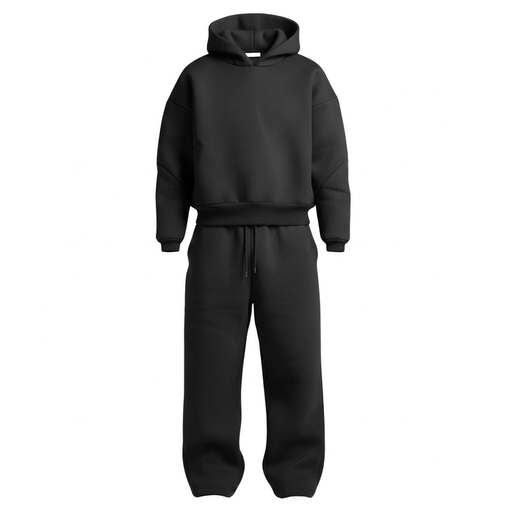 Tracksuit Mens Oversized Hooded Two Piece Set Drawstring Wide Leg Bottoms Dropped Shoulder - image 5