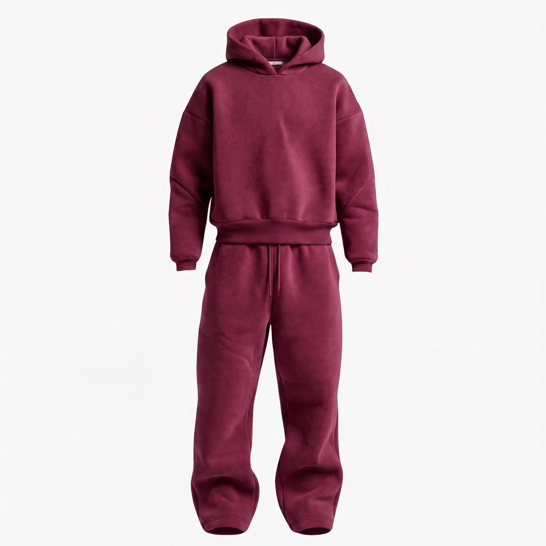 Tracksuit Mens Oversized Hooded Two Piece Set Drawstring Wide Leg Bottoms Dropped Shoulder - image 8