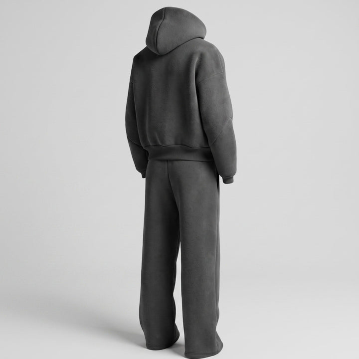 Tracksuit Mens Oversized Hooded Two Piece Set Drawstring Wide Leg Bottoms Dropped Shoulder - image 3