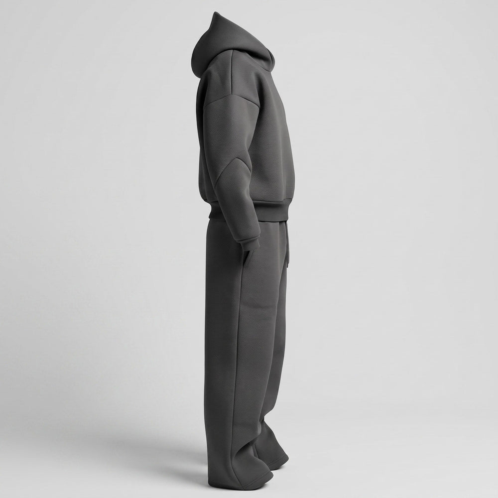 Tracksuit Mens Oversized Hooded Two Piece Set Drawstring Wide Leg Bottoms Dropped Shoulder - image 2