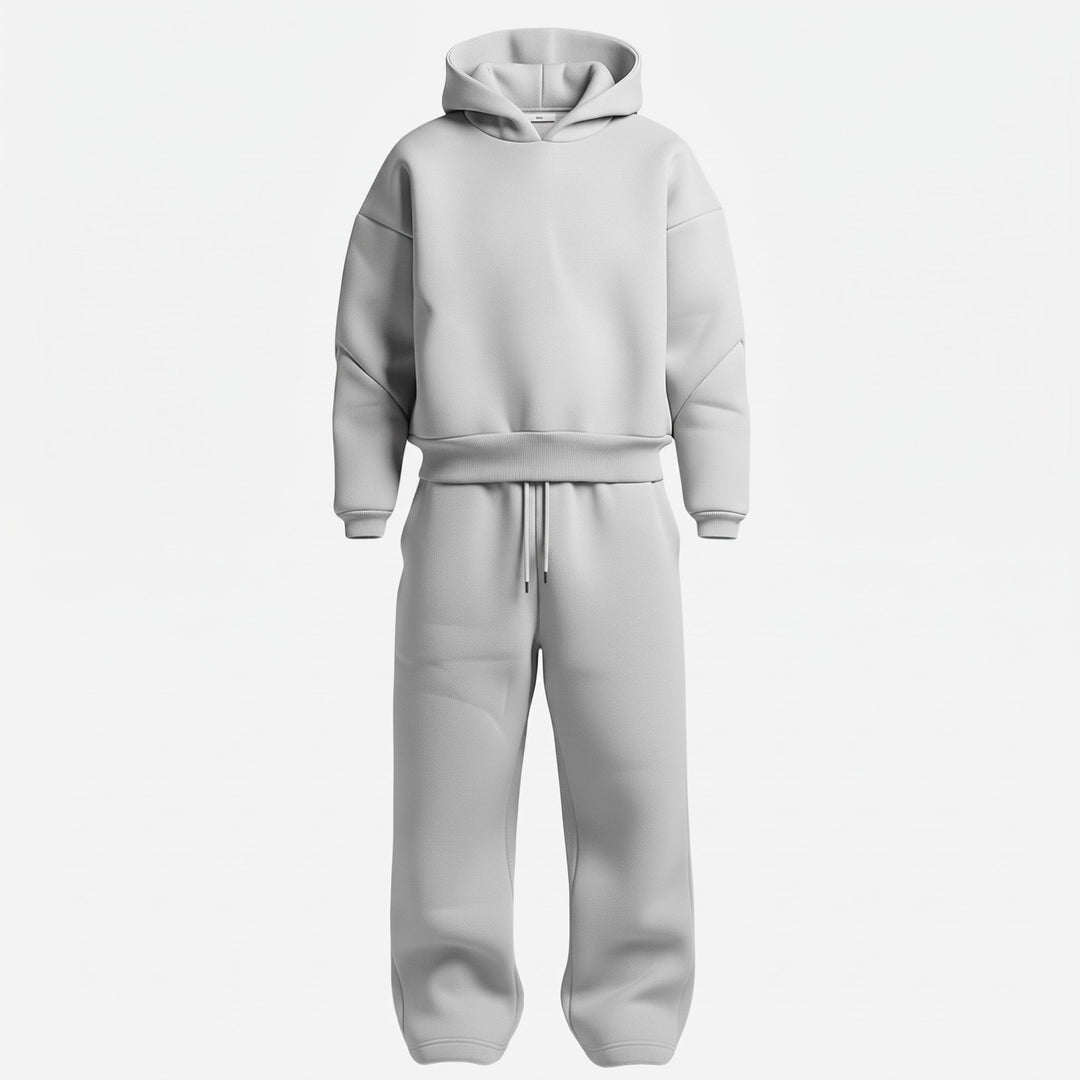 Tracksuit Mens Oversized Hooded Two Piece Set Drawstring Wide Leg Bottoms Dropped Shoulder - image 7