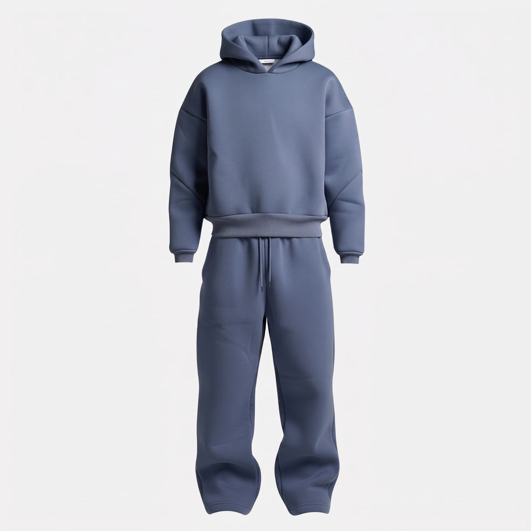Tracksuit Mens Oversized Hooded Two Piece Set Drawstring Wide Leg Bottoms Dropped Shoulder - image 6