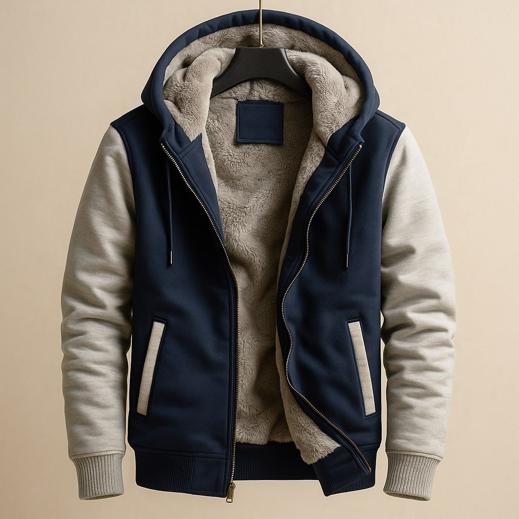 Zip Up Hoodie Mens Sherpa Fleece Lined Drawstring Hood Ribbed Cuffs Side Pockets Regular Fit - image 3