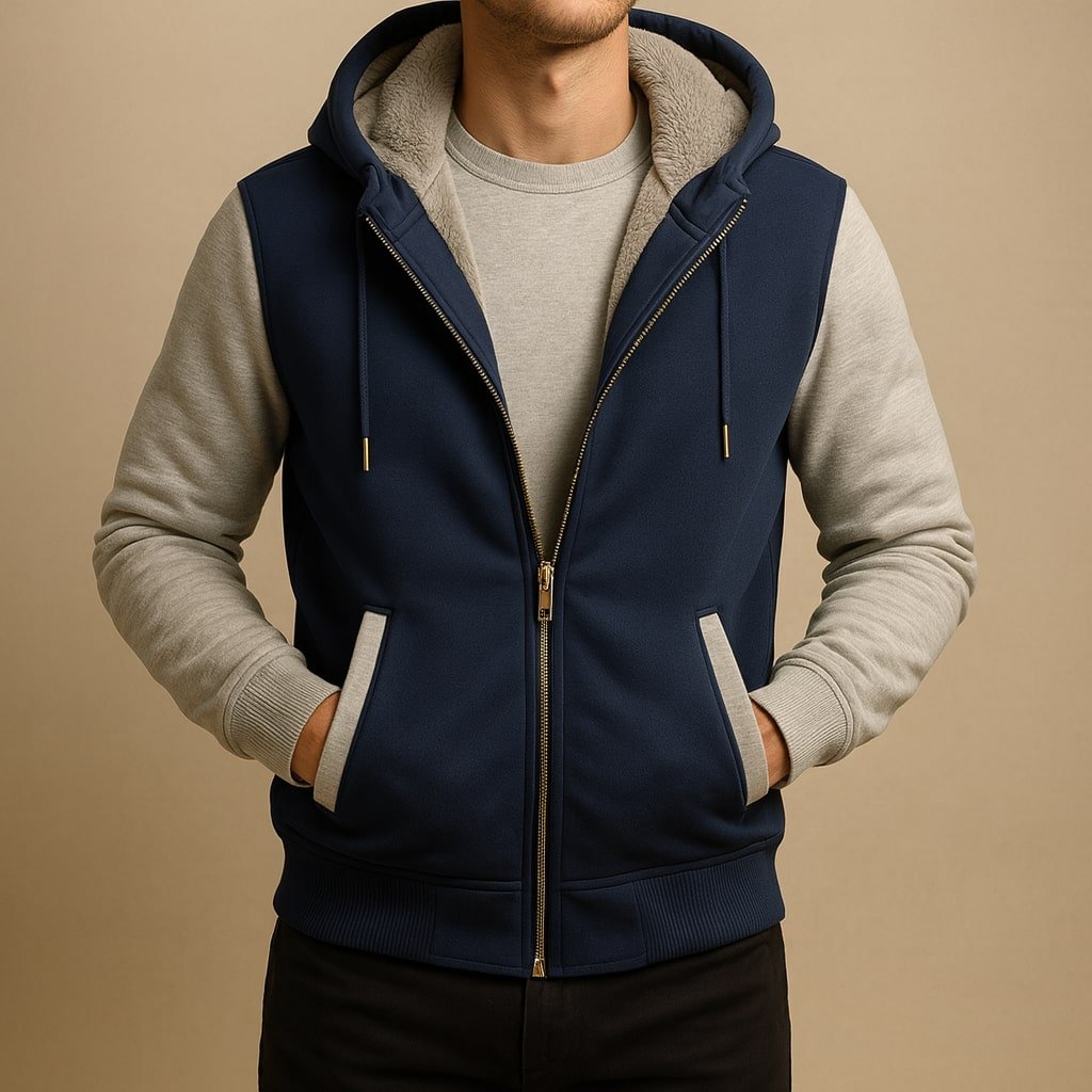 Zip Up Hoodie Mens Sherpa Fleece Lined Drawstring Hood Ribbed Cuffs Side Pockets Regular Fit - image 7