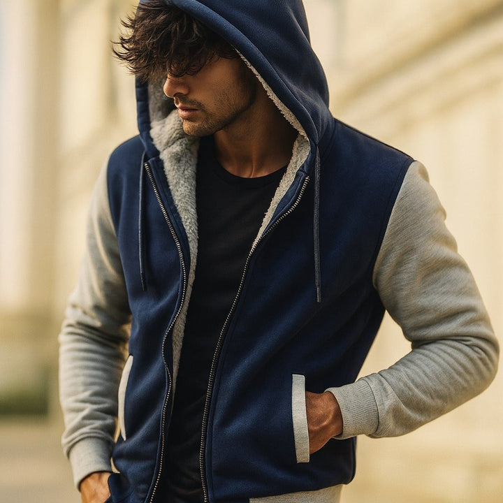 Zip Up Hoodie Mens Sherpa Fleece Lined Drawstring Hood Ribbed Cuffs Side Pockets Regular Fit - image 8