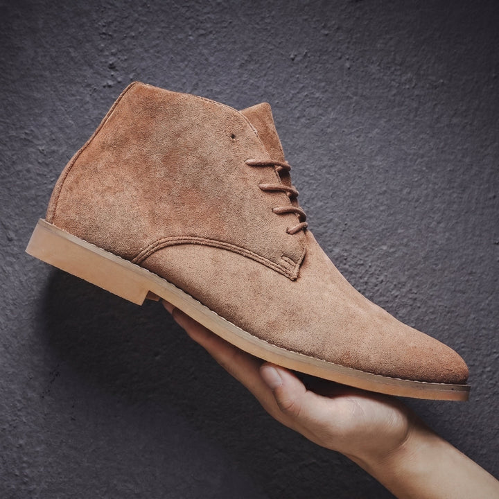 Chukka Boots Mens Suede Look Lace Up Ankle Almond Toe Low Block Heel Casual - image 1