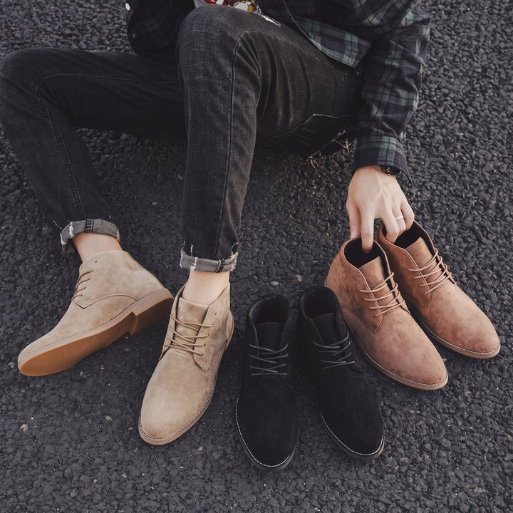 Chukka Boots Mens Suede Look Lace Up Ankle Almond Toe Low Block Heel Casual - image 6