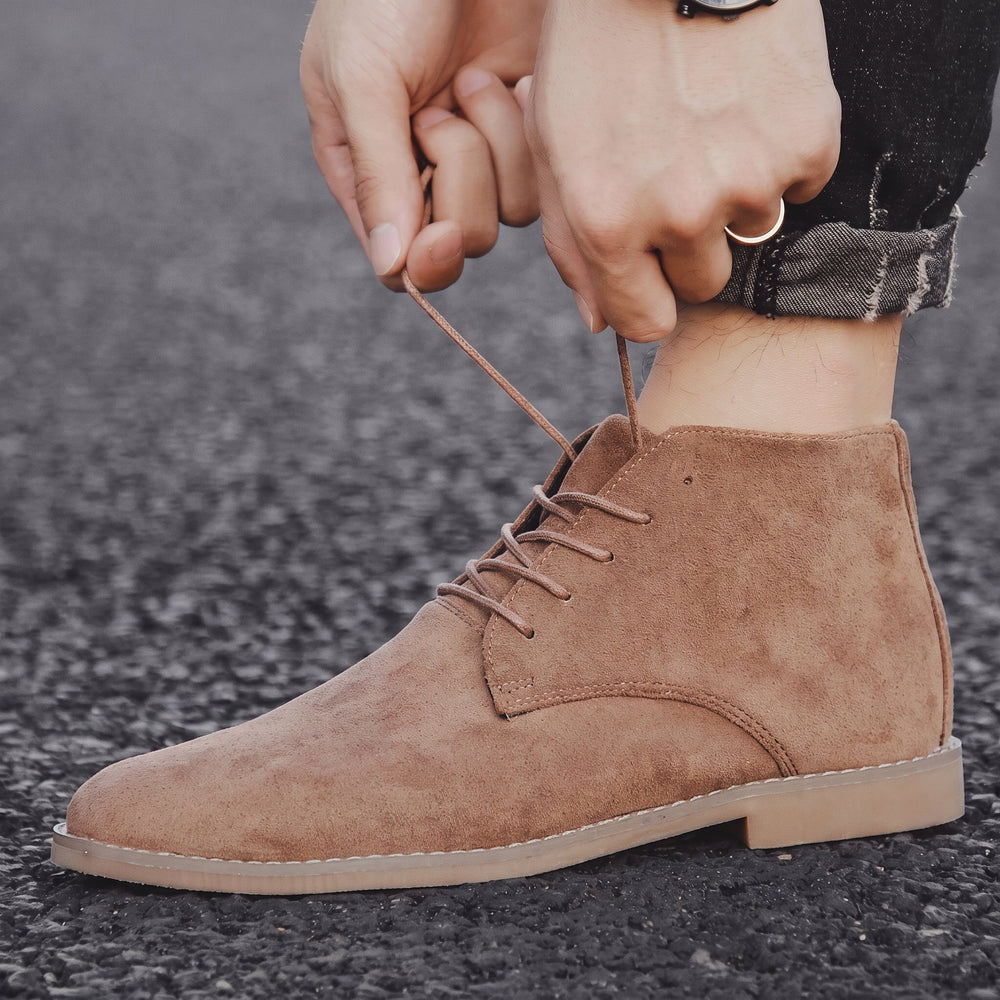 Chukka Boots Mens Suede Look Lace Up Ankle Almond Toe Low Block Heel Casual - image 2