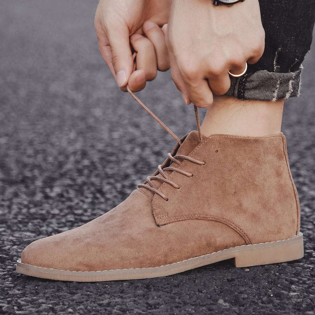 Chukka Boots Mens Suede Look Lace Up Ankle Almond Toe Low Block Heel Casual - image 2