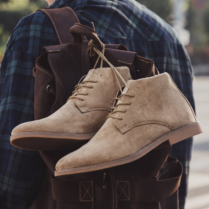 Chukka Boots Mens Suede Look Lace Up Ankle Almond Toe Low Block Heel Casual - image 5