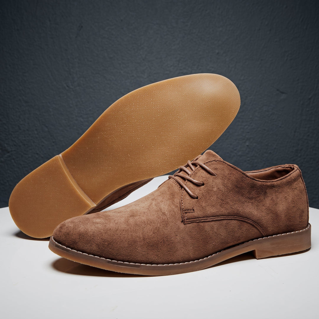 Derby Shoes Mens Suede-Look Lace Up Round Toe Smart Casual Low Heel - image 4