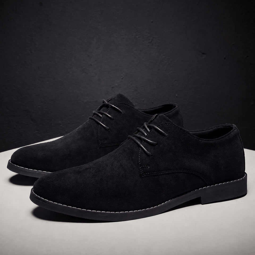 Derby Shoes Mens Suede-Look Lace Up Round Toe Smart Casual Low Heel - image 1