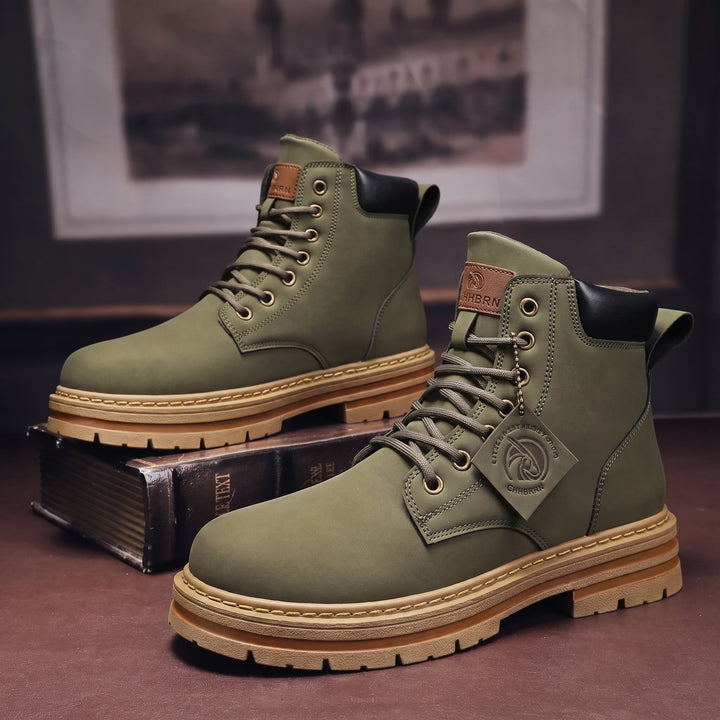 Combat Boots Mens High Top Lace Up Chunky Lug Sole Padded Collar Nubuck Look Work Style - image 4