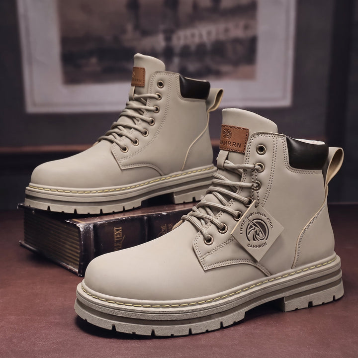 Combat Boots Mens High Top Lace Up Chunky Lug Sole Padded Collar Nubuck Look Work Style - image 1