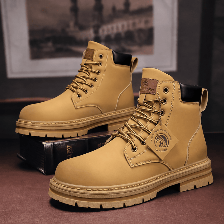 Combat Boots Mens High Top Lace Up Chunky Lug Sole Padded Collar Nubuck Look Work Style - image 2