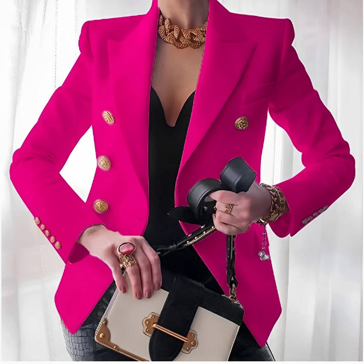 Double Breasted Blazer Womens Gold Buttons Peak Lapel Slim Fit Tailored Workwear - image 7