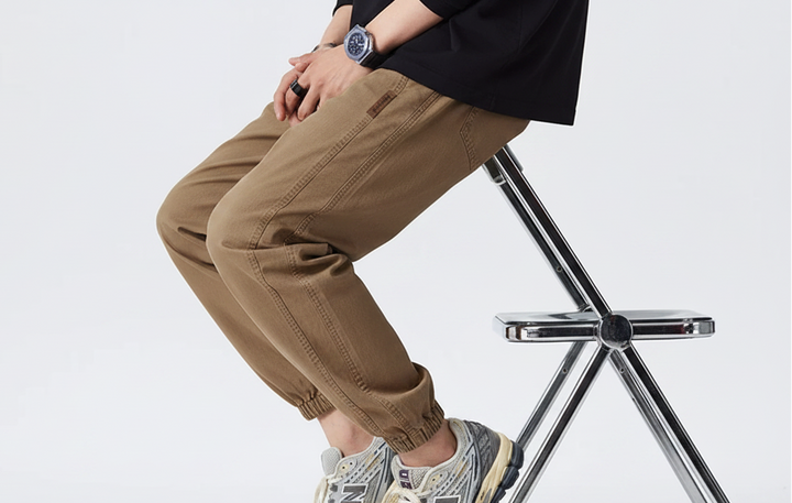 Joggers Mens Cuffed Chino Twill Stretch Drawstring Elastic Waist Relaxed Fit - image 2