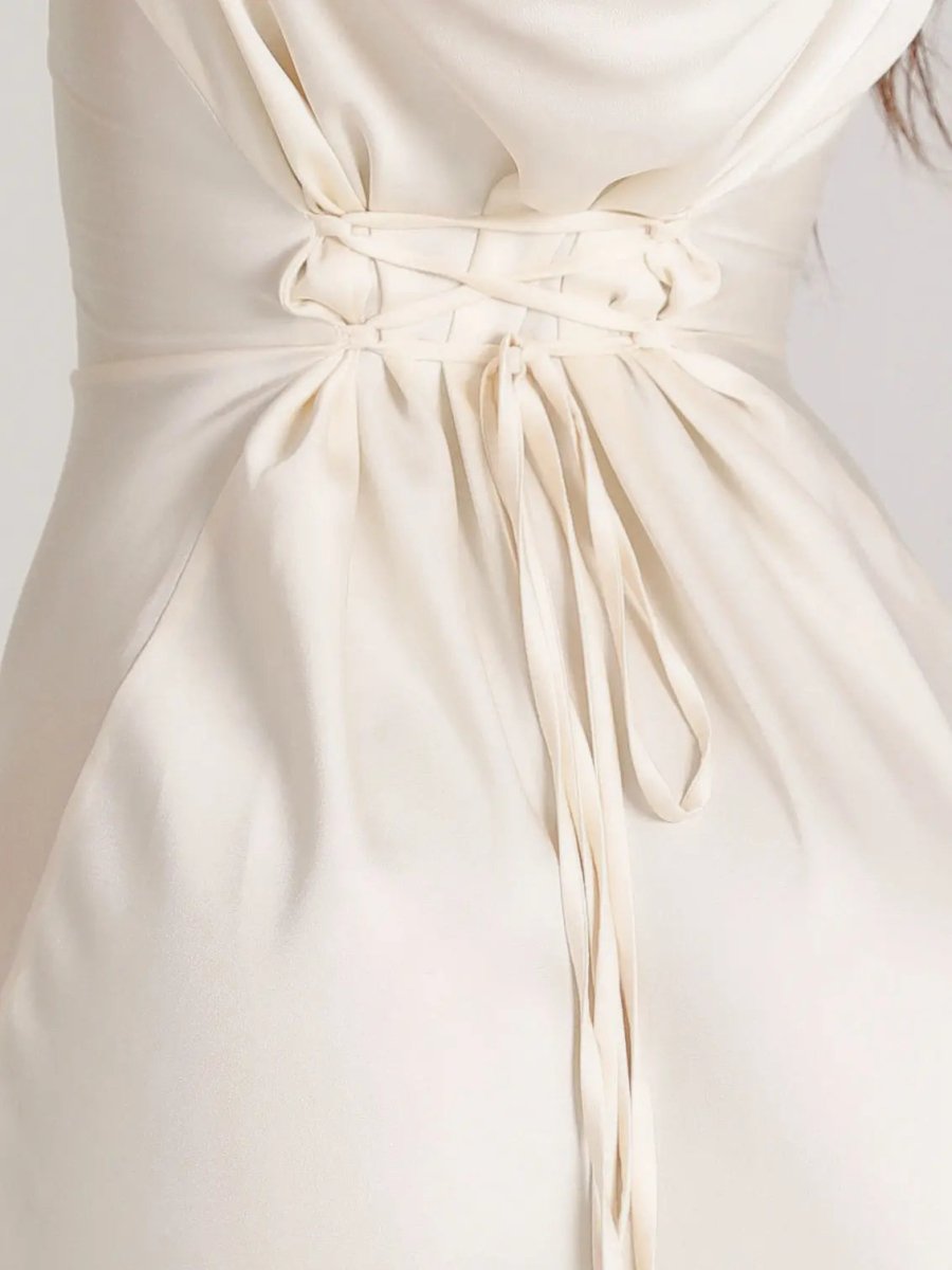 Maxi Dress Womens Long Sleeve Fitted Bodice Draped Flowing Skirt