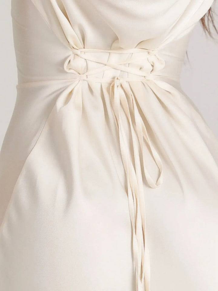 Maxi Dress Womens Long Sleeve Fitted Bodice Draped Flowing Skirt