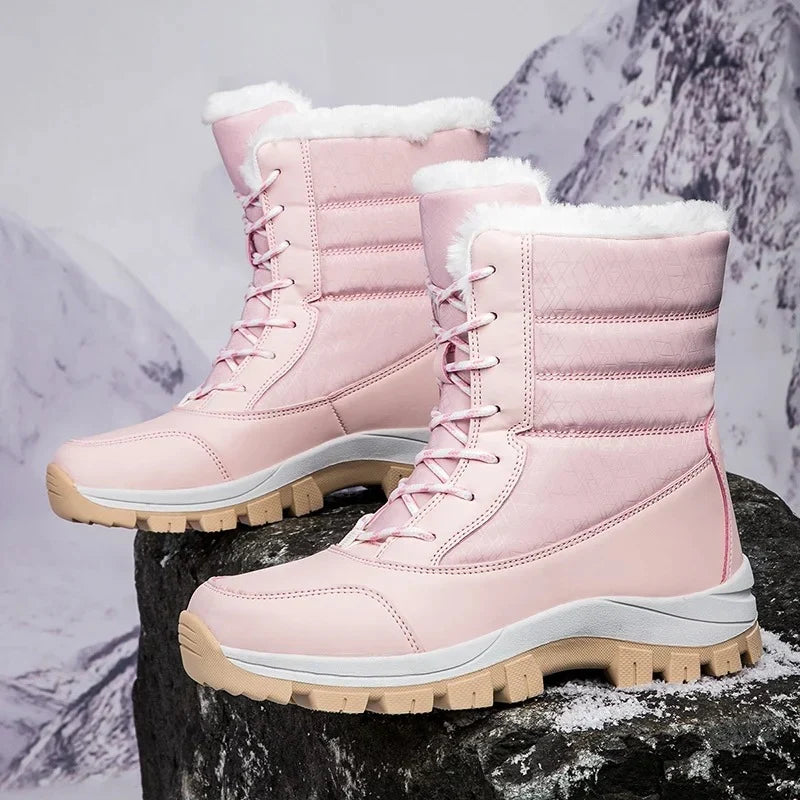 Lace Up Snow Boots Womens Holographic Faux Fur Trim Side Zip Lug Sole - image 4