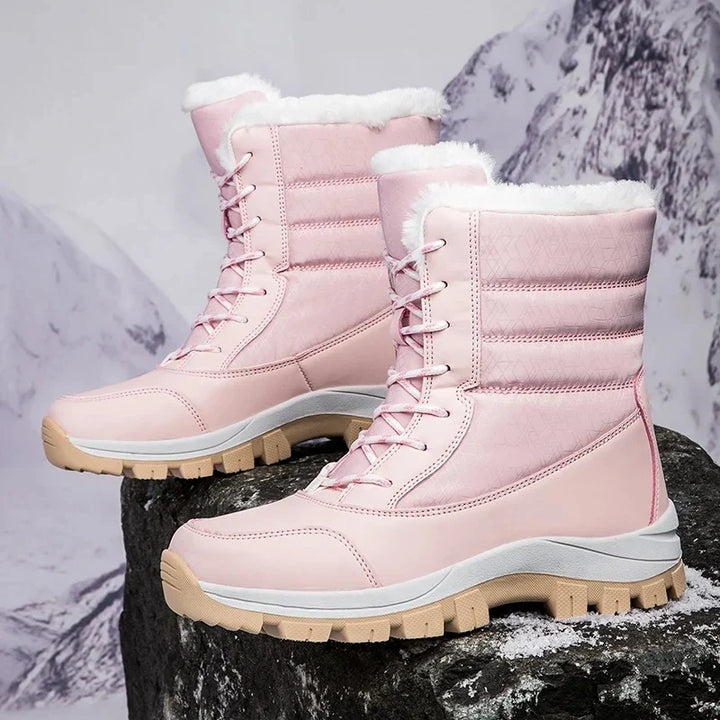 Lace Up Snow Boots Womens Holographic Faux Fur Trim Side Zip Lug Sole - image 4