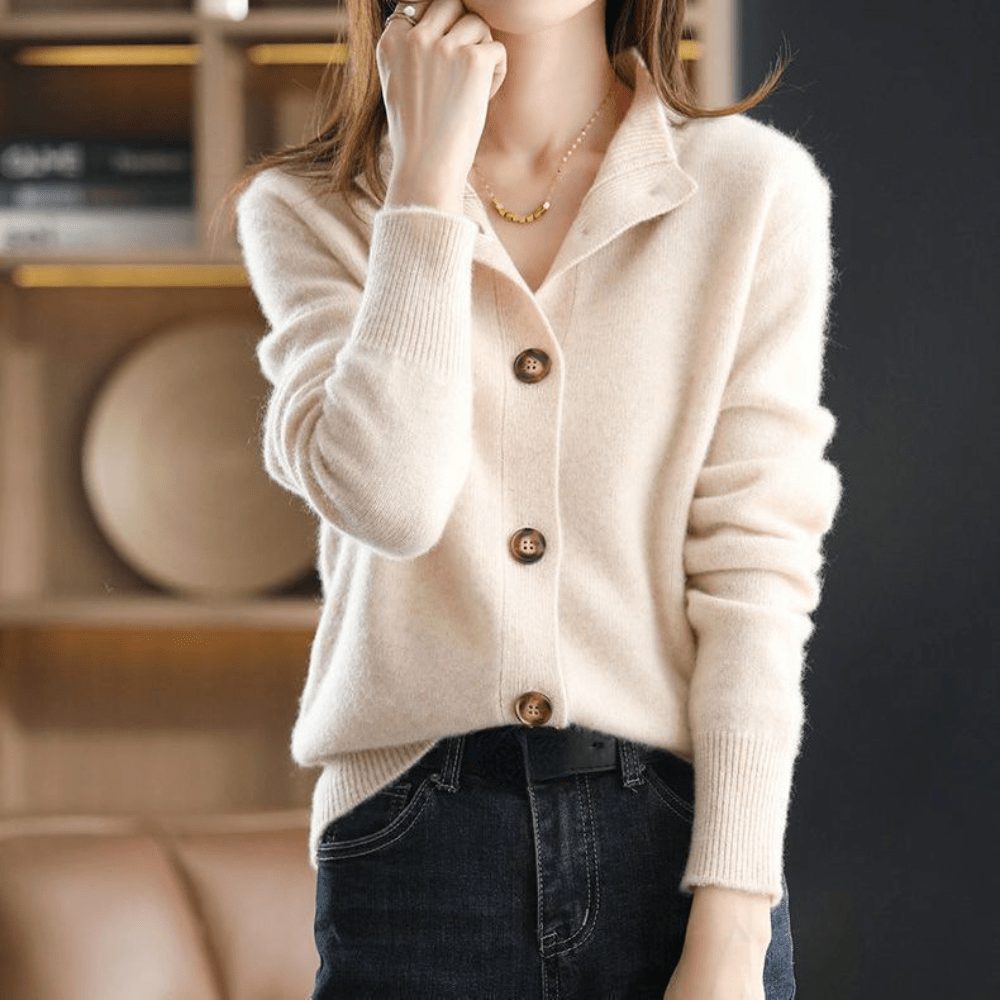 Cardigan Womens Button Up Stand Collar Soft Knit Long Sleeve Relaxed Fit - image 3