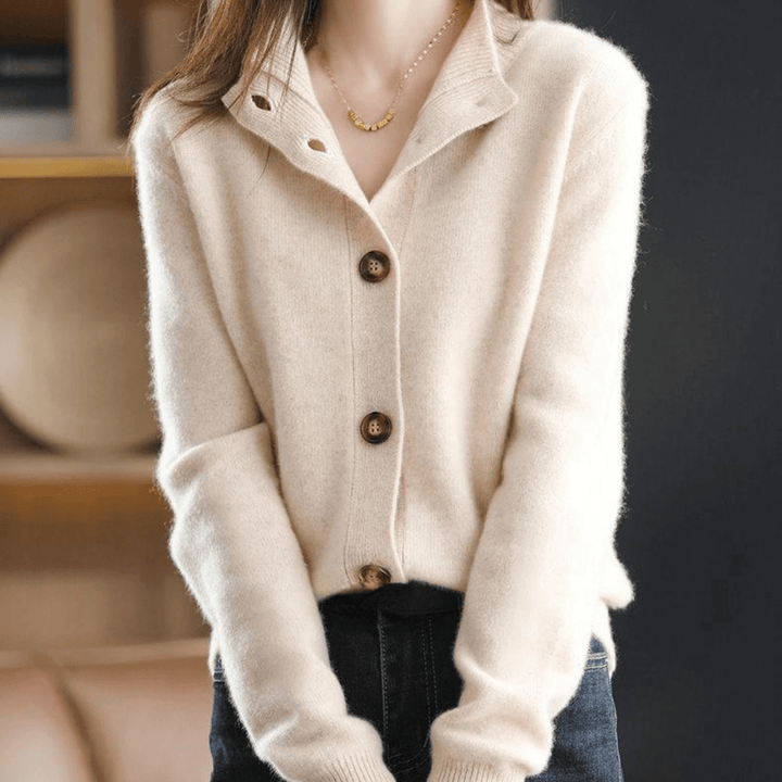 Cardigan Womens Button Up Stand Collar Soft Knit Long Sleeve Relaxed Fit - image 1