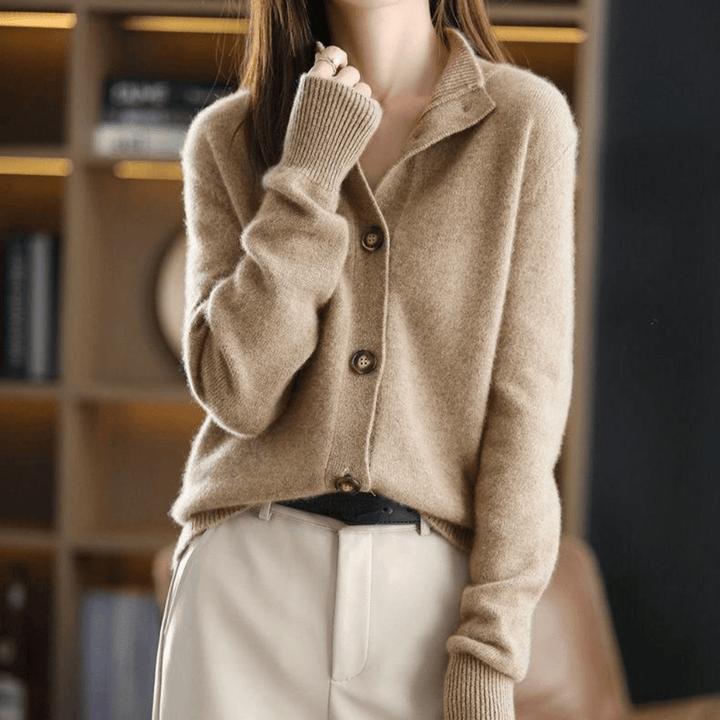 Cardigan Womens Button Up Stand Collar Soft Knit Long Sleeve Relaxed Fit - image 4
