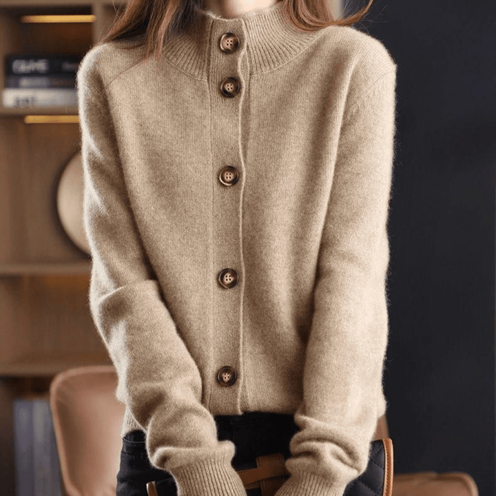 Cardigan Womens Button Up Stand Collar Soft Knit Long Sleeve Relaxed Fit - image 5