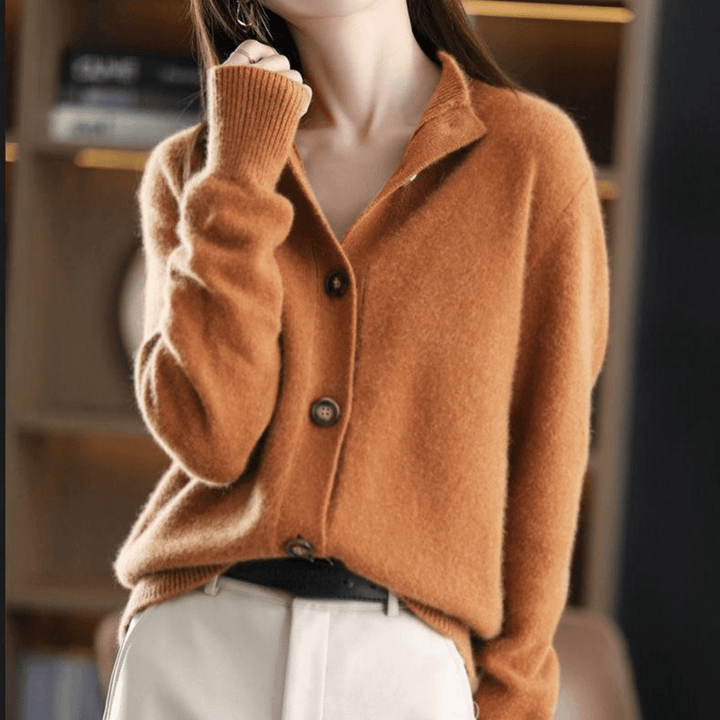Cardigan Womens Button Up Stand Collar Soft Knit Long Sleeve Relaxed Fit - image 6