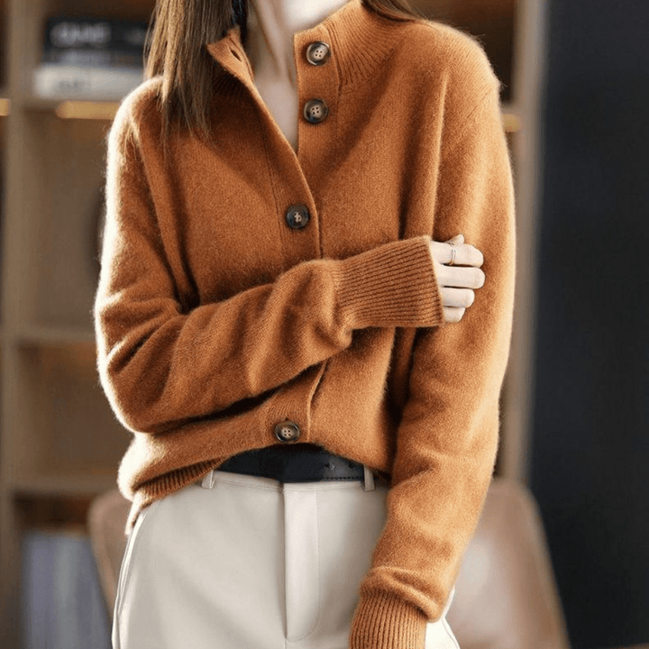 Cardigan Womens Button Up Stand Collar Soft Knit Long Sleeve Relaxed Fit - image 2
