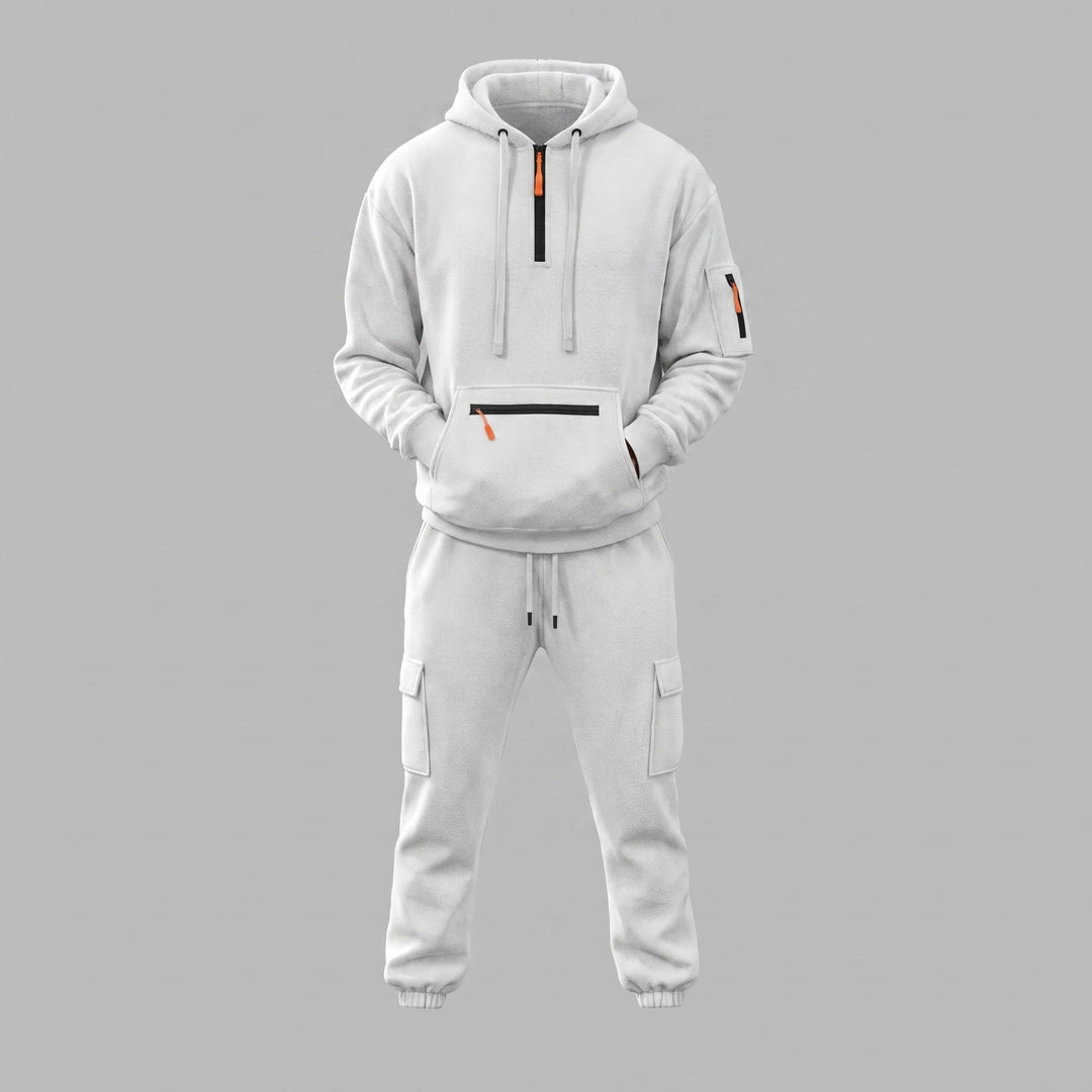 Tracksuit Set Mens Half Zip Hoodie Cargo Joggers Two Piece Drawstring Relaxed Fit - image 7