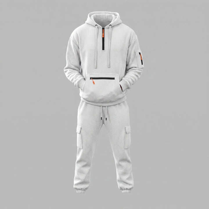 Tracksuit Set Mens Half Zip Hoodie Cargo Joggers Two Piece Drawstring Relaxed Fit - image 7