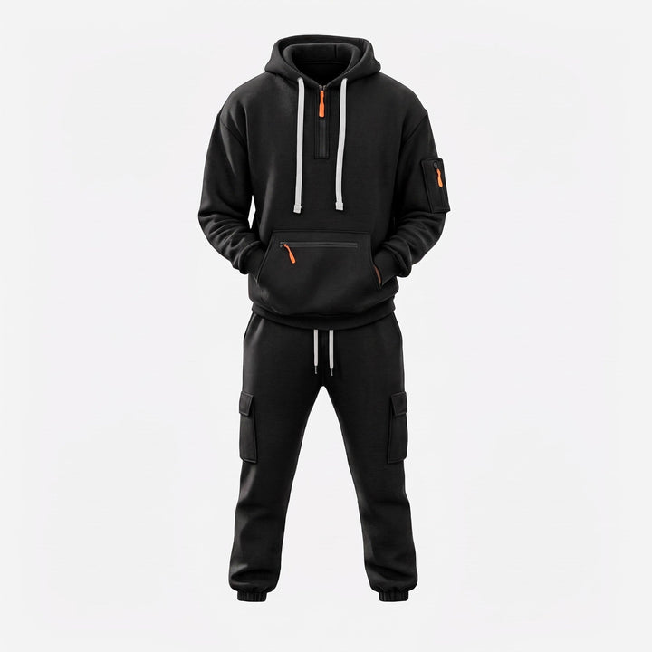 Tracksuit Set Mens Half Zip Hoodie Cargo Joggers Two Piece Drawstring Relaxed Fit - image 6